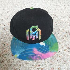 In to the AM Hat Cap 6 Panel Black Tie dye Adjustable Snapback Flat Brim Logo